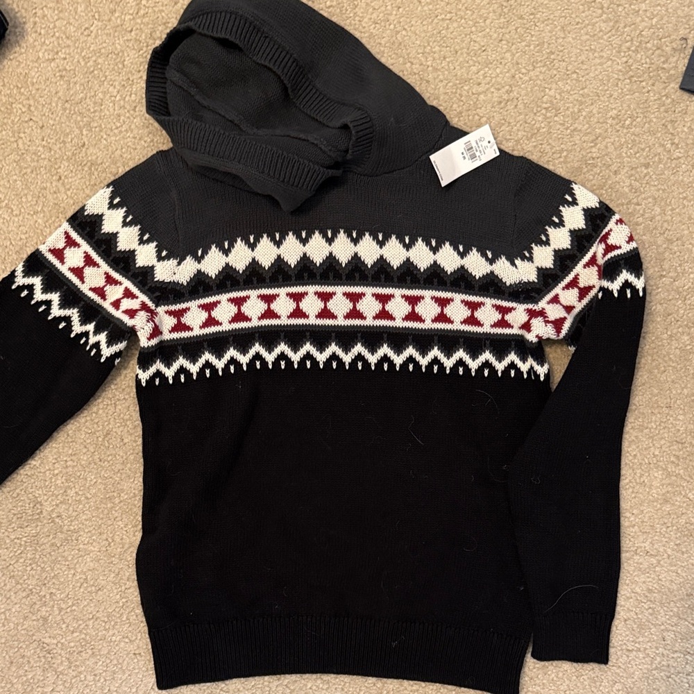 Old Navy Black and White Kids Sweater with Red Accents